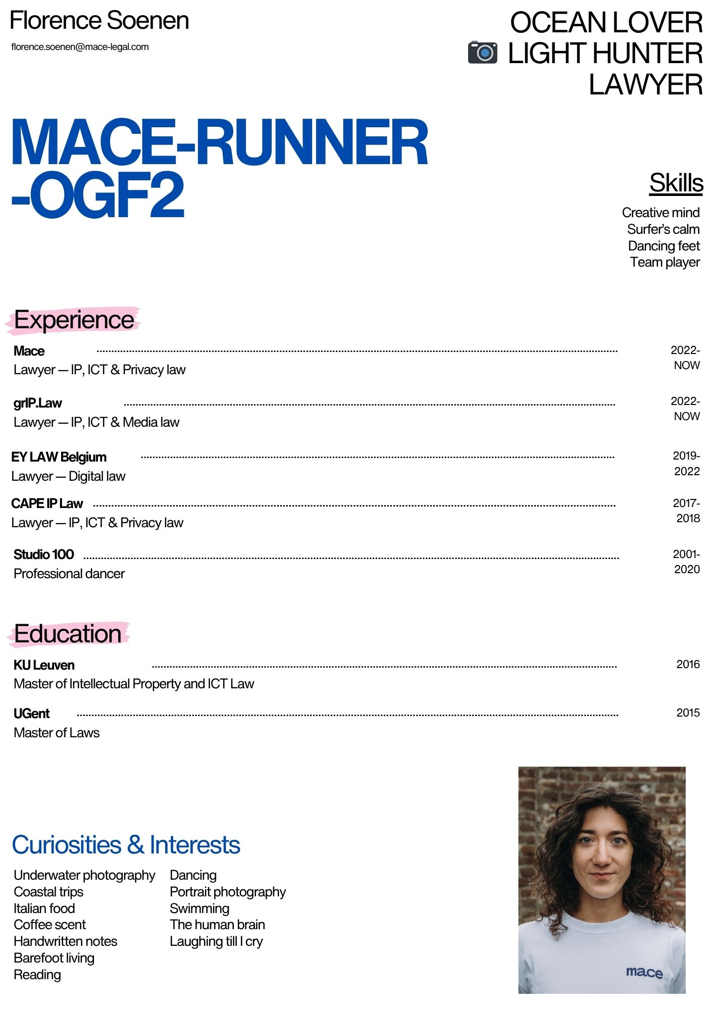 CV of Florence Soenen - Lawyer at Mace Legal